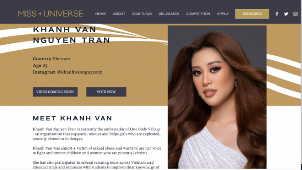 Hé lộ hình ảnh chính thức của Hoa hậu Khánh Vân trên trang chủ Miss Universe