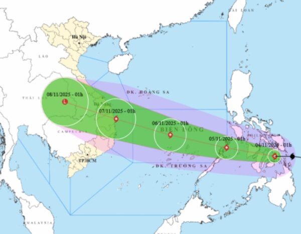 Bão Kalmaegi giật cấp 16, di chuyển rất nhanh, ảnh hưởng tới miền Trung từ đêm 6-11